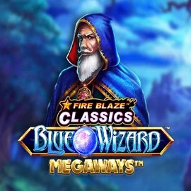 Fire Blaze Blue Wizard Megaways online game logo by Rarestone Gaming on wbetzcasino.eu